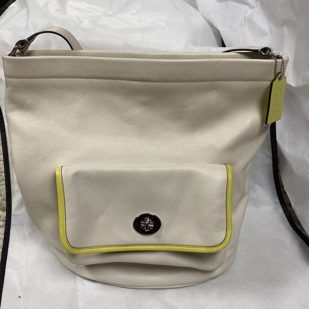 COACH Bucket Legacy Archival Tone White Leather Shoulder Bag